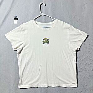 Life is Good Family Ties Car Road Trip Short Sleeve T-Shirt White Womans XL